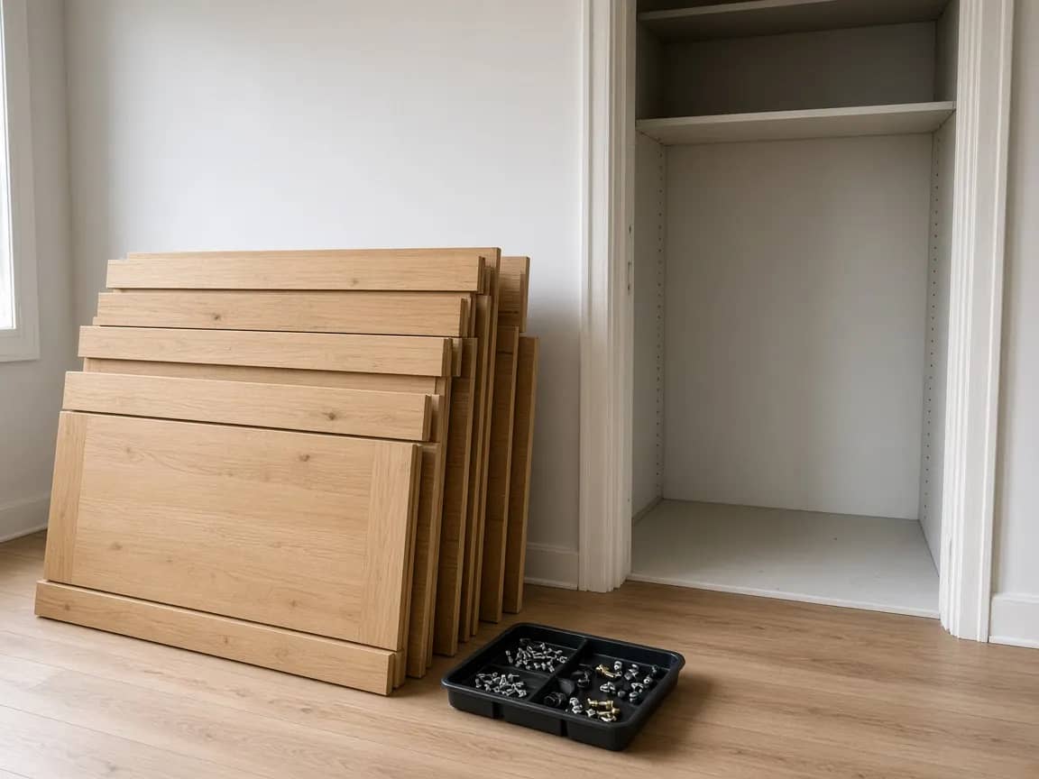 Демонтаж мебели — разобранные панели шкафа